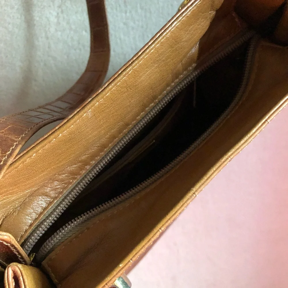 Vintage Bally crossbody bag croc print leather cognac tan - Picture 4 of 5